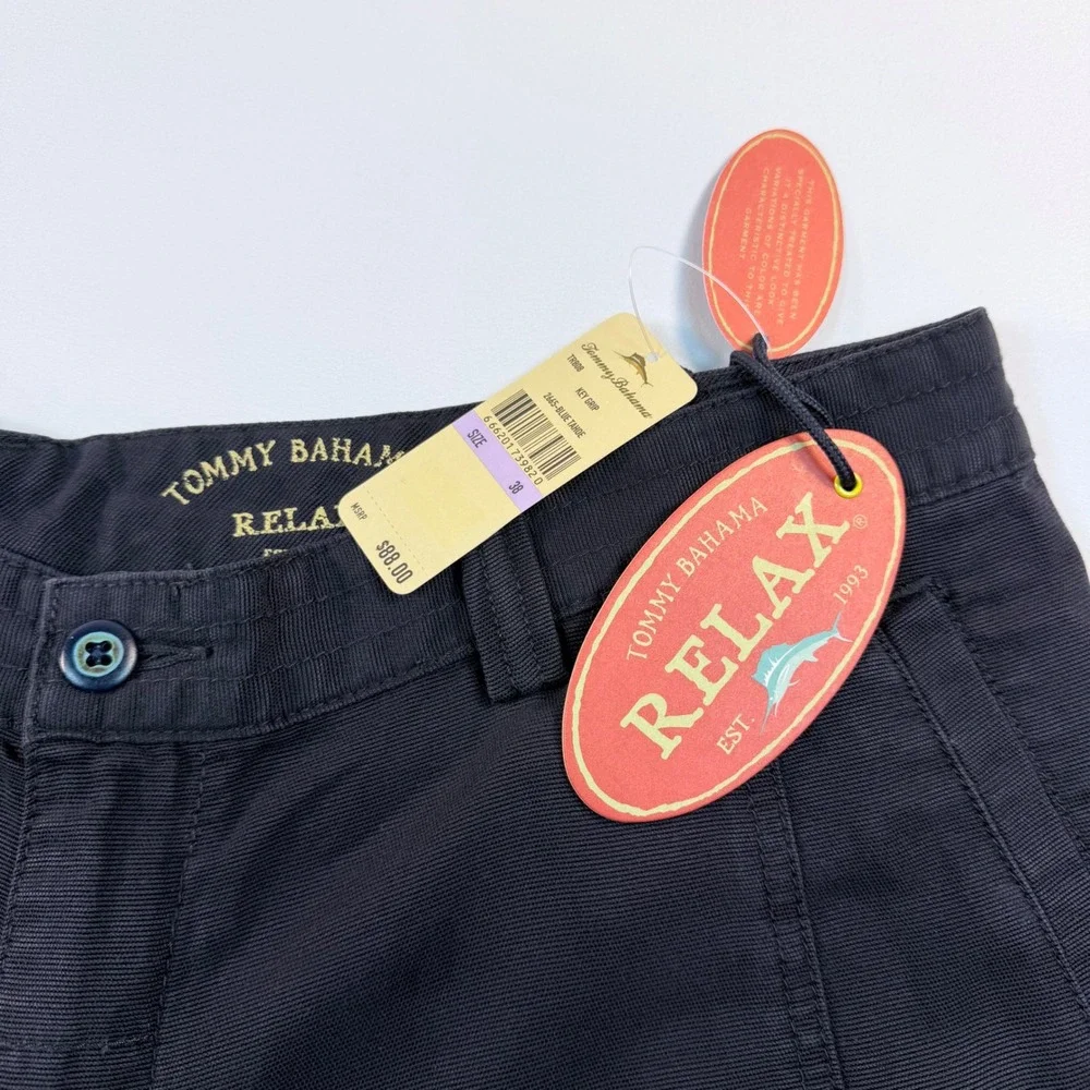 Tommy Bahama Relax Key Grip Cargo Shorts Blue Tahoe Tencel Lyocell Men 39x10 NWT